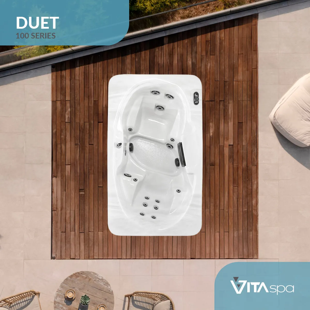Vita Spa Duet hot tub from above Aquafun Sheffield