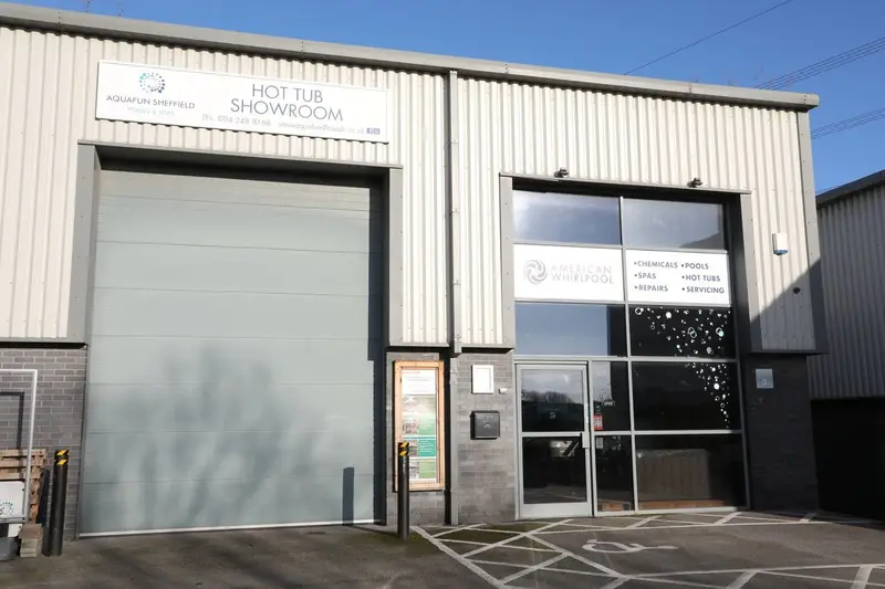 Aquafun Sheffield hot tub showroom exterior in Killamarsh Sheffield